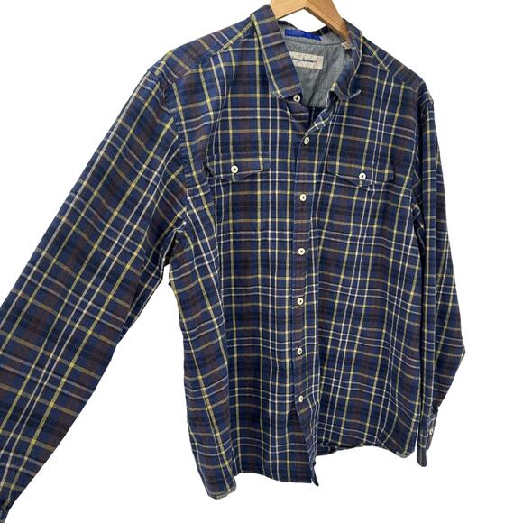Tommy Bahama Shirt Mens XL XLX Blue Brown Plaid Flannel Button Up Long Sleeve - Picture 3 of 8
